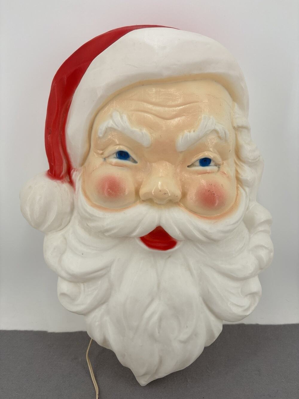 Vintage Christmas Light Blow Mold Santa Face Head 21.5 Union Products 7526 WORKS